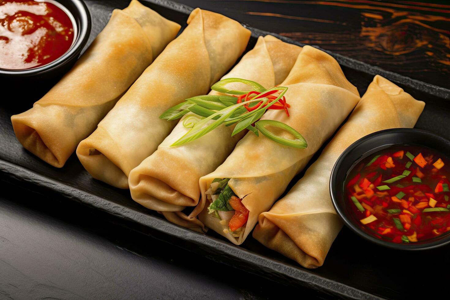 AI generated Egg rolls or spring rolls fried. AI Generated photo