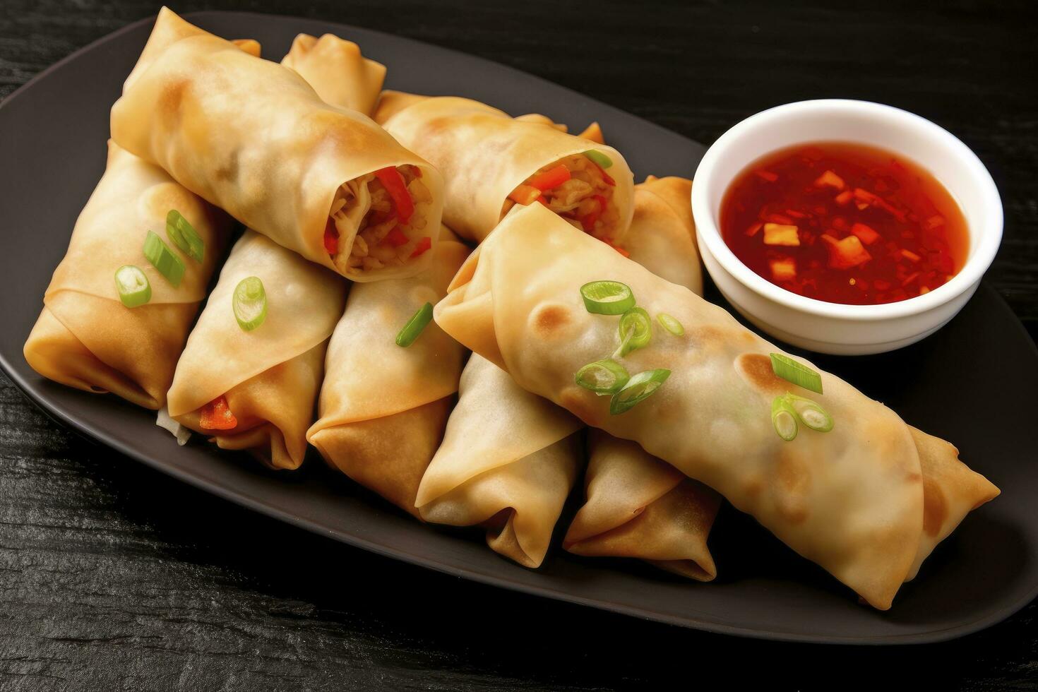 AI generated Egg rolls or spring rolls fried. AI Generated photo