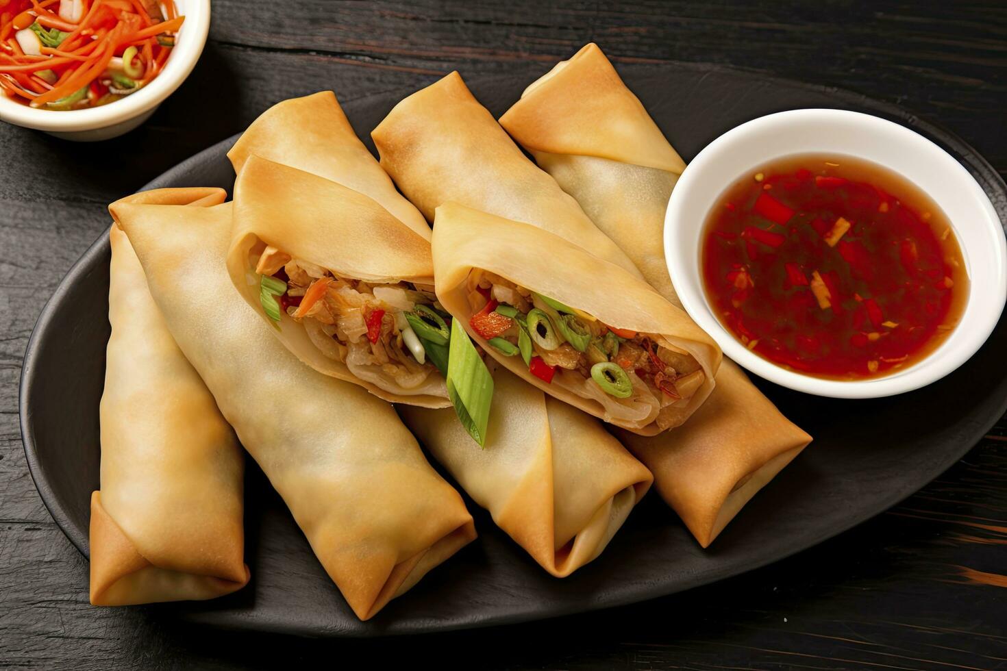 AI generated Egg rolls or spring rolls fried. AI Generated photo
