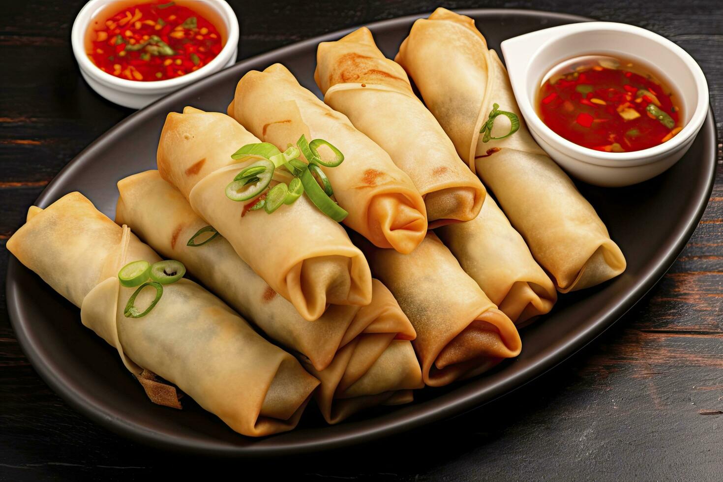 AI generated Egg rolls or spring rolls fried. AI Generated photo