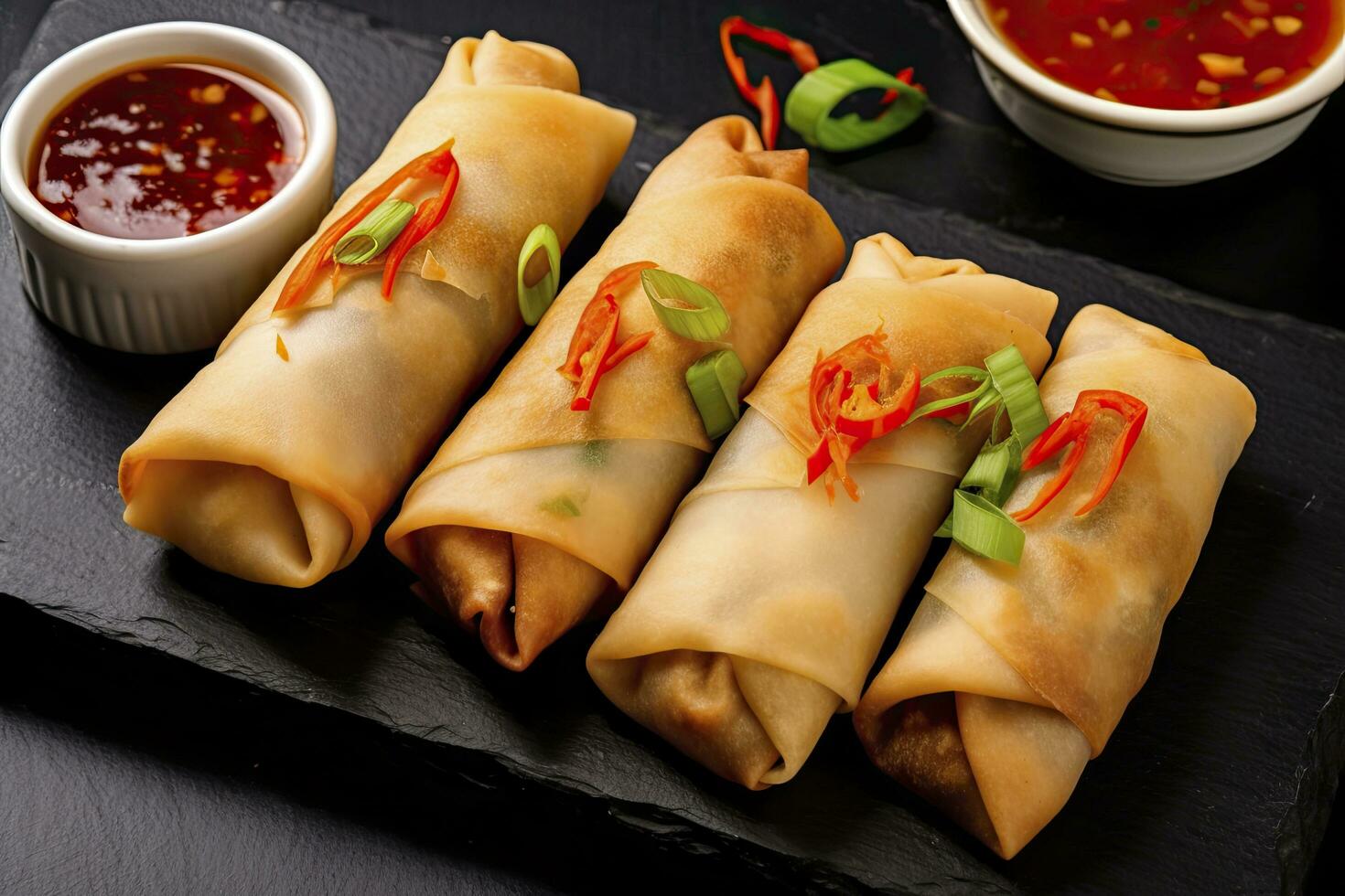 AI generated Egg rolls or spring rolls fried. AI Generated photo