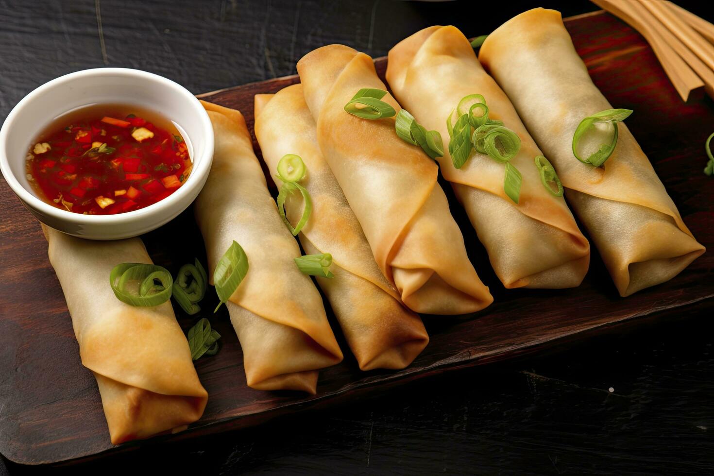 AI generated Egg rolls or spring rolls fried. AI Generated photo