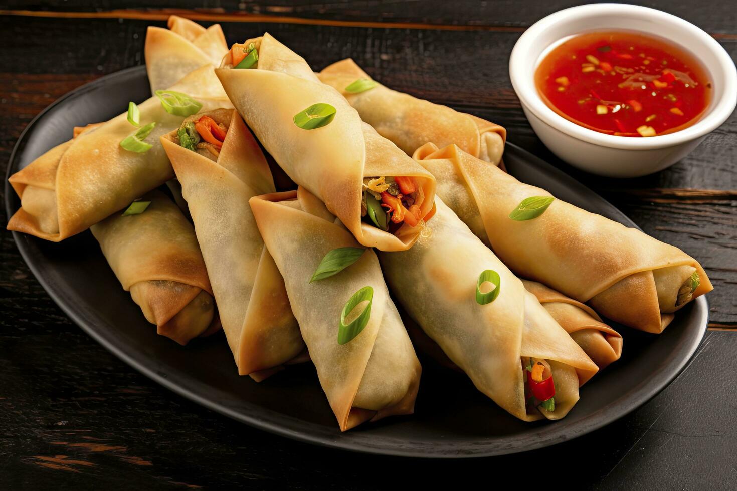AI generated Egg rolls or spring rolls fried. AI Generated photo