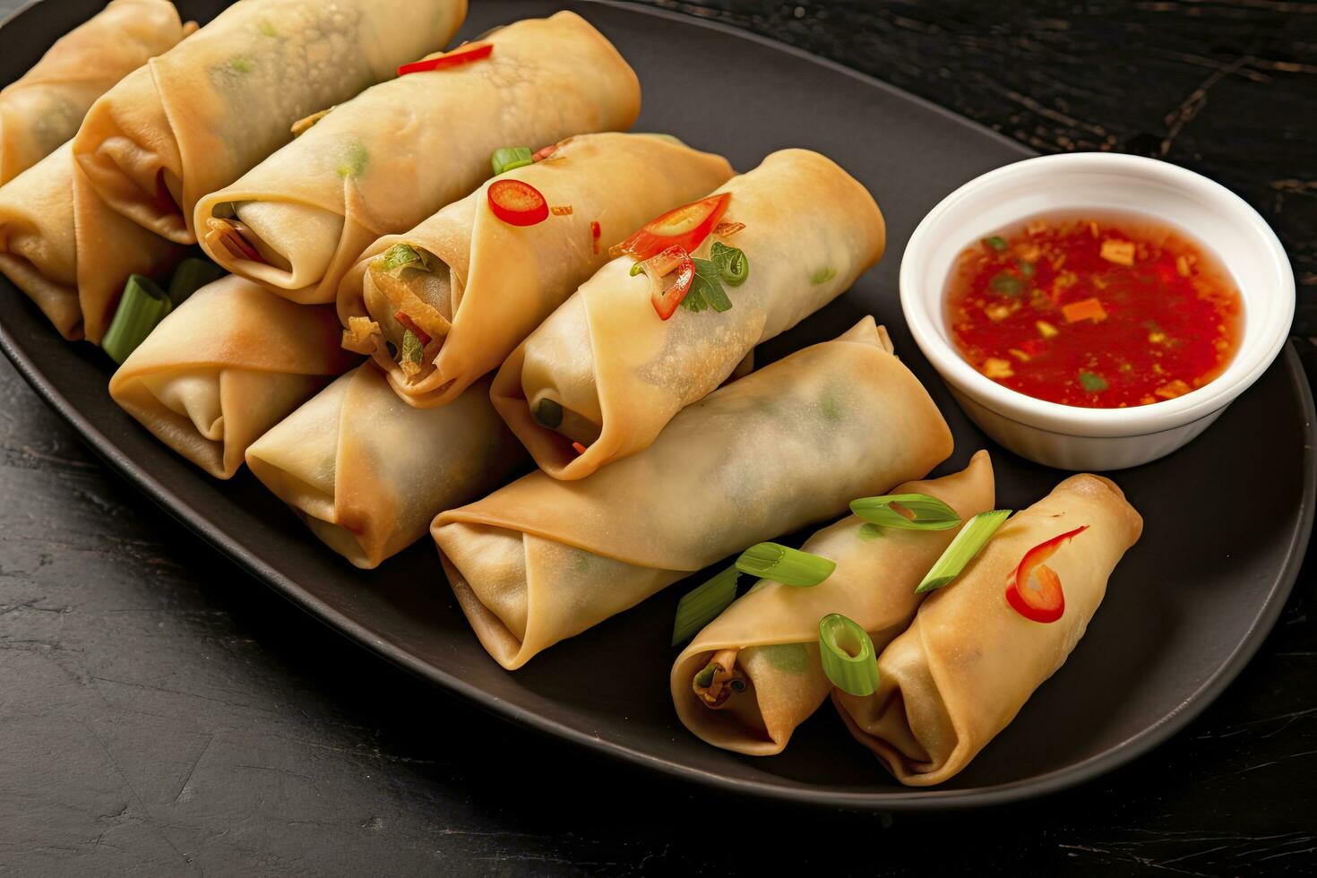 AI generated Egg rolls or spring rolls fried. AI Generated photo