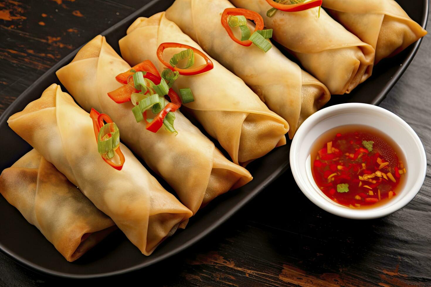 AI generated Egg rolls or spring rolls fried. AI Generated photo