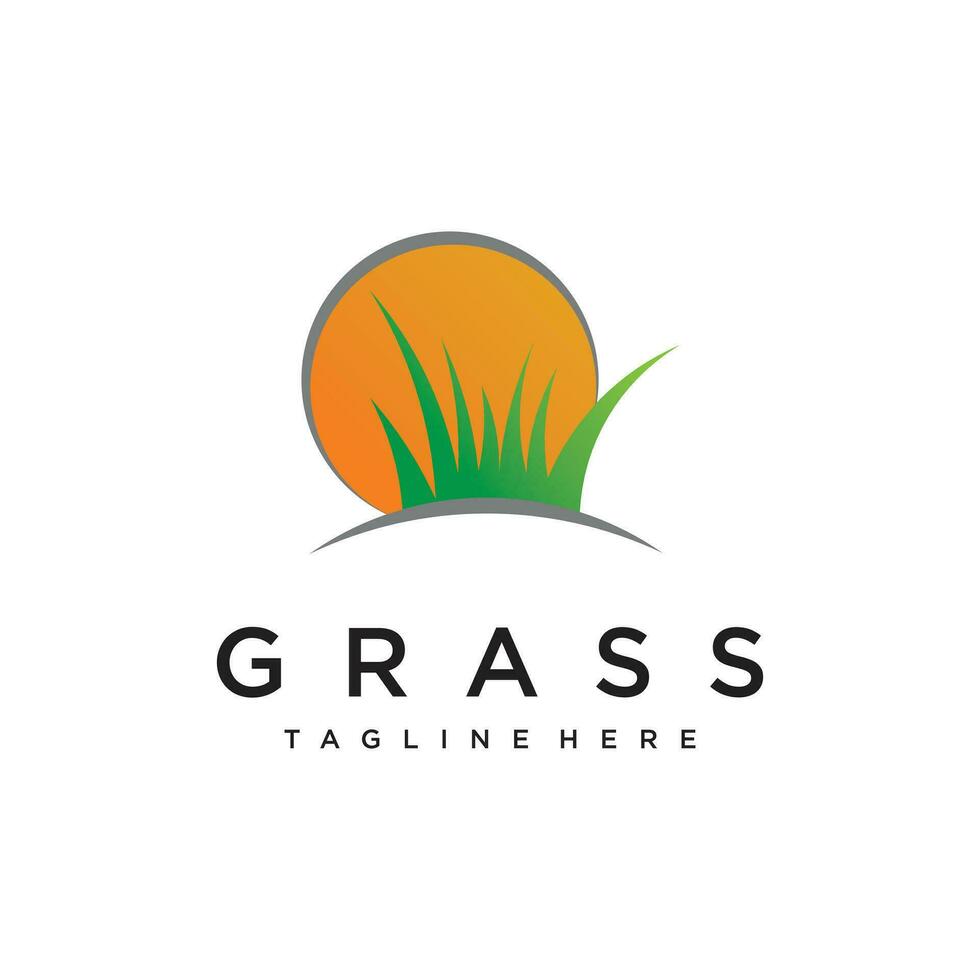 Grass logo design template vector illustration with creative idea