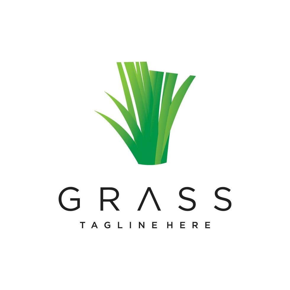 Grass logo design template vector illustration with creative idea