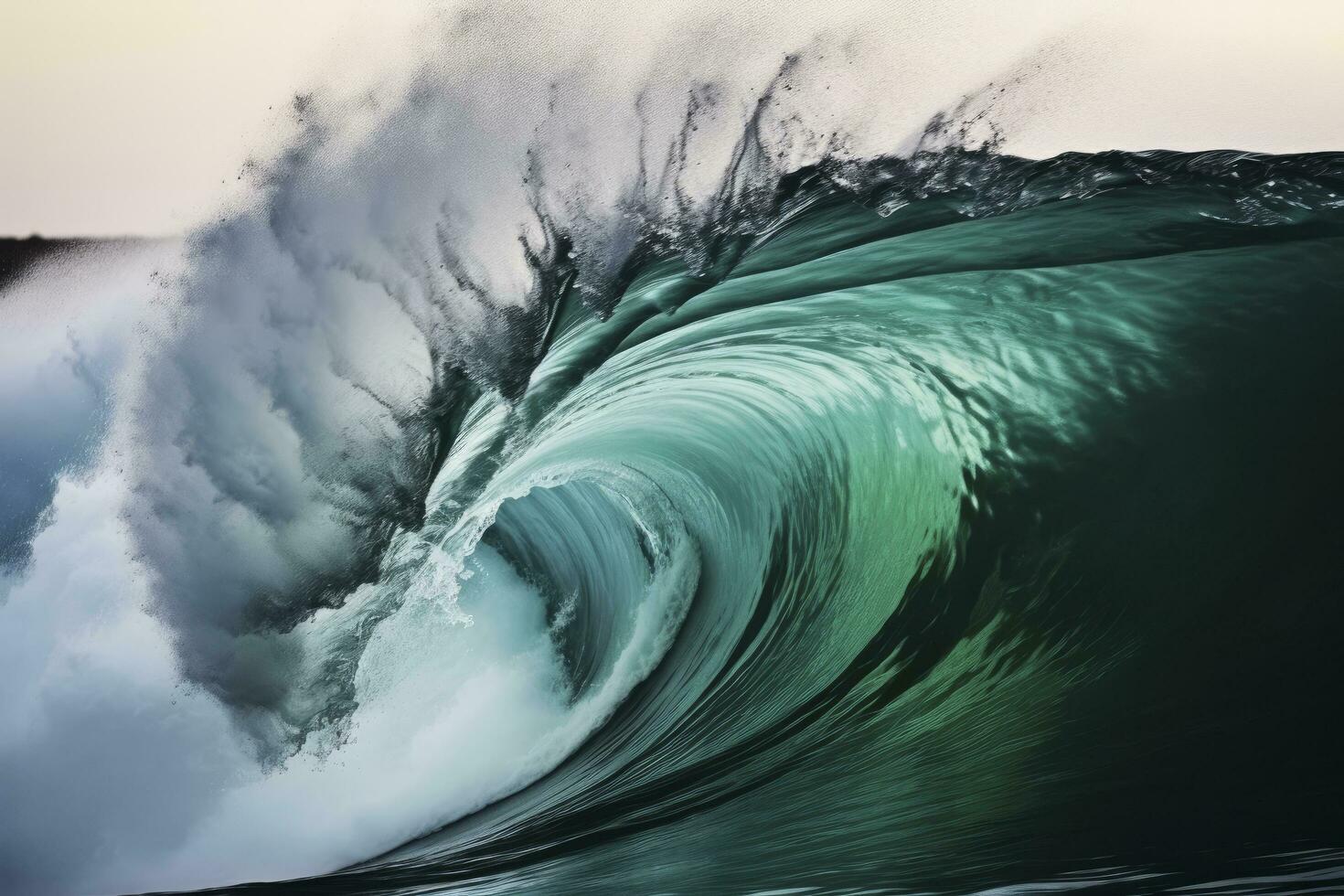 AI generated Extreme close up of thrashing emerald ocean waves. AI Generated photo