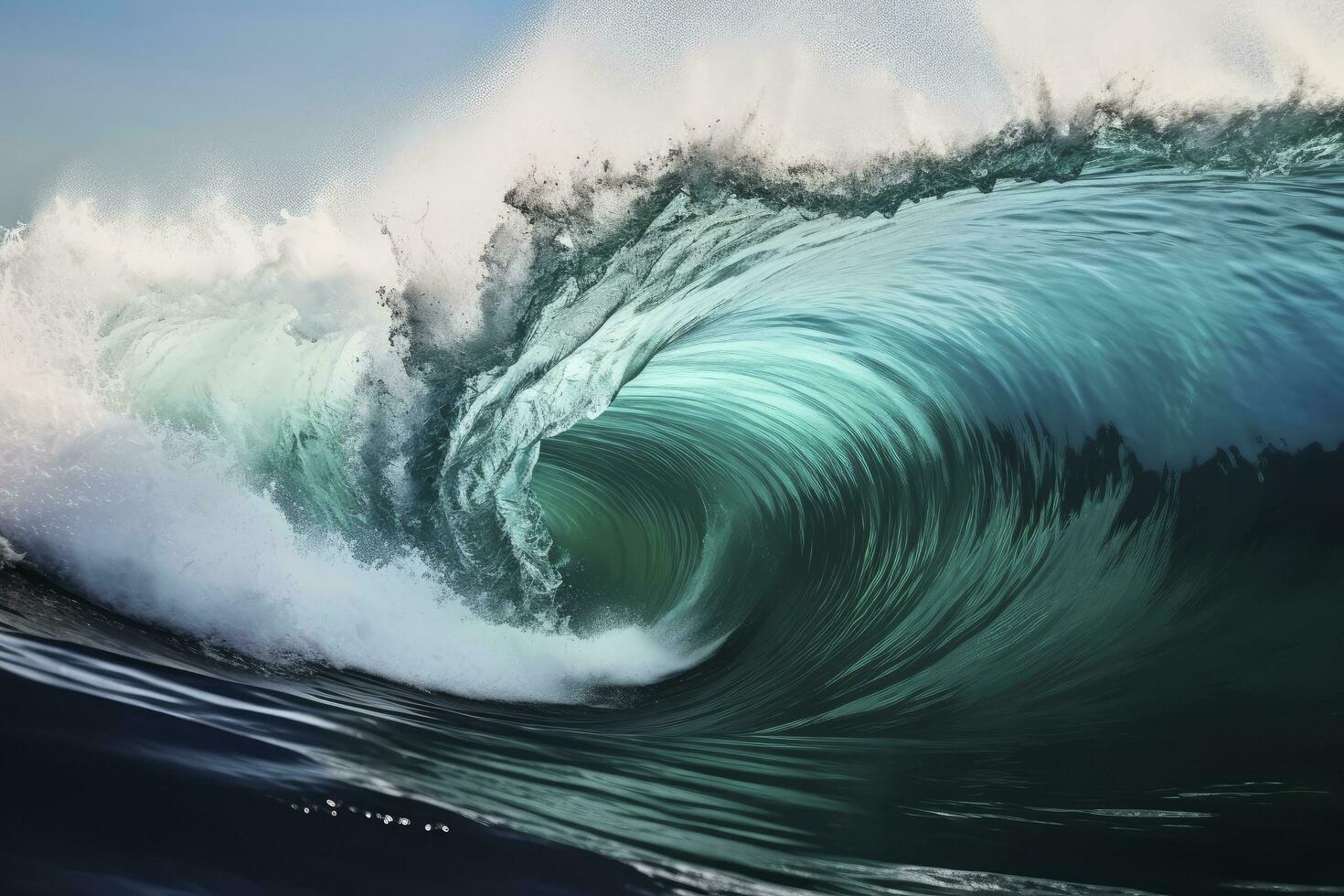 AI generated Extreme close up of thrashing emerald ocean waves. AI Generated photo