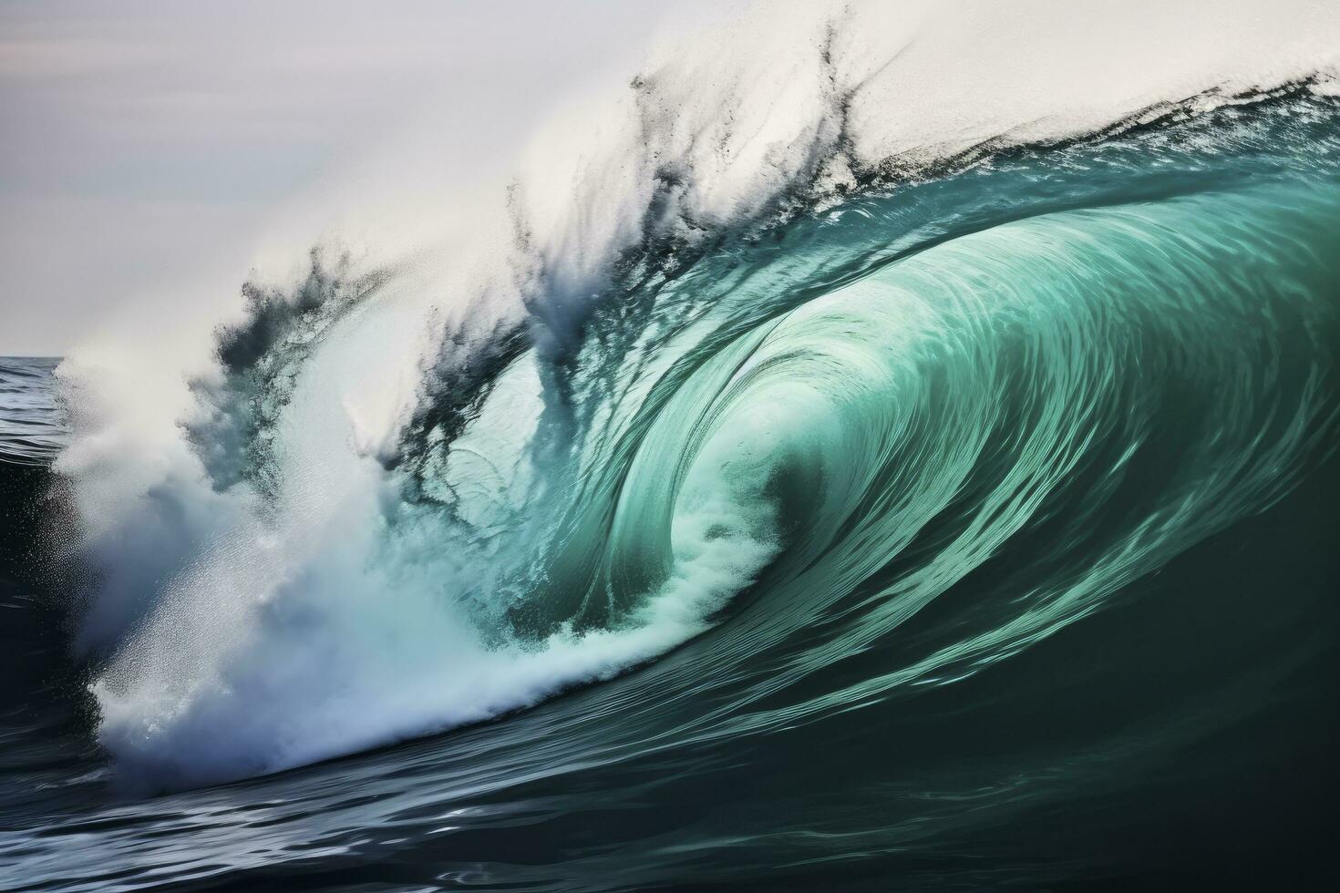 ai generado extremo cerca arriba de paliza Esmeralda Oceano ondas. ai generado foto