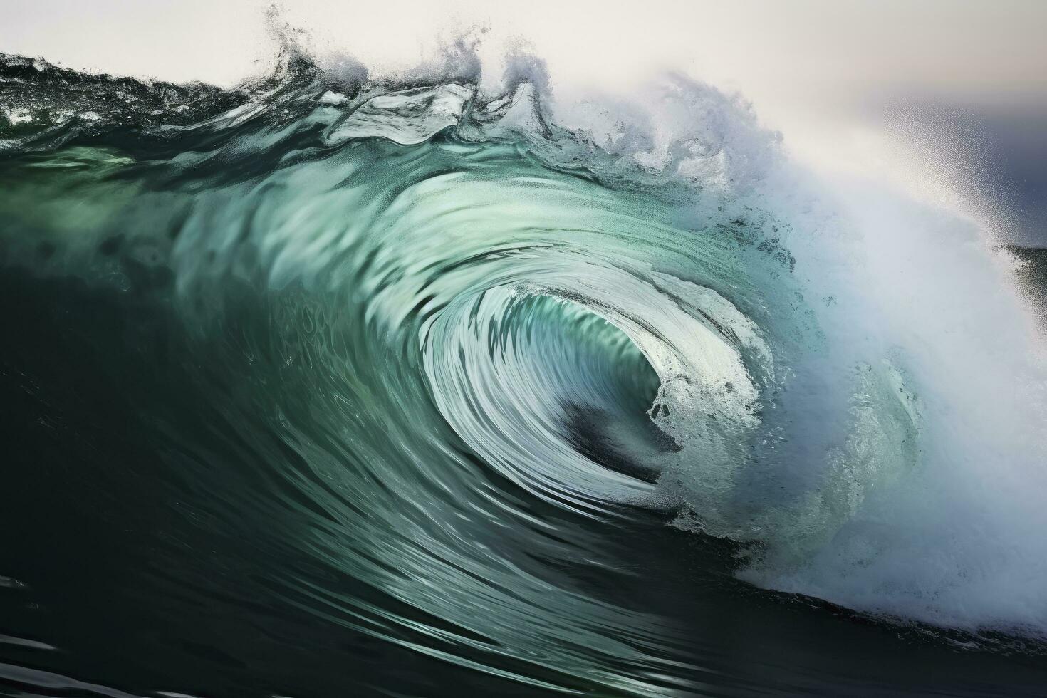 AI generated Extreme close up of thrashing emerald ocean waves. AI Generated photo