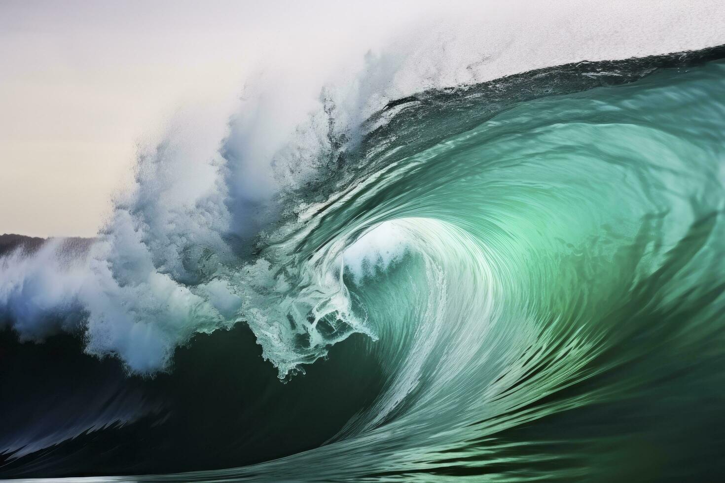 AI generated Extreme close up of thrashing emerald ocean waves. AI Generated photo