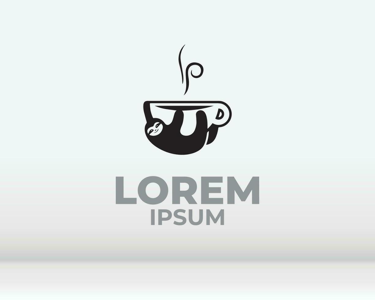 coffee bean with plant branch hipster minimal logo vector with leaf simple line outline icon for cafe