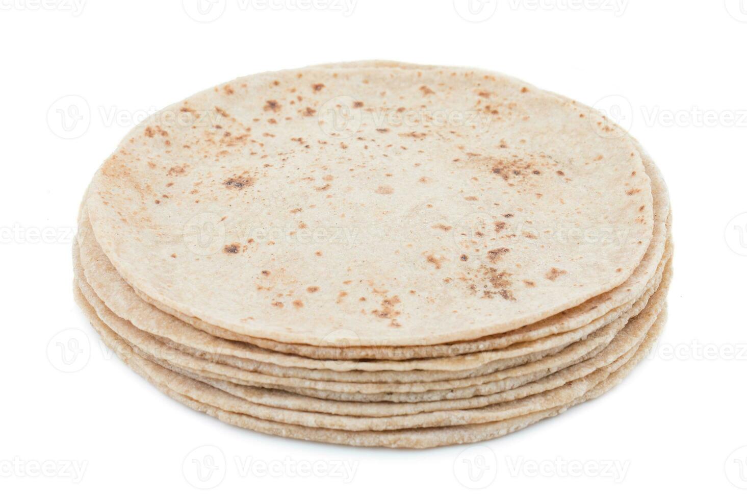 Indian Traditional Cuisine Chapati on White Background photo