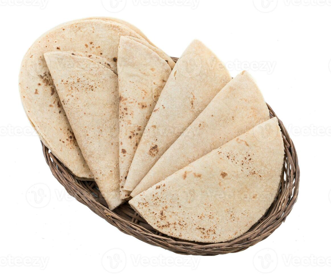 Indian Traditional Cuisine Chapati on White Background photo