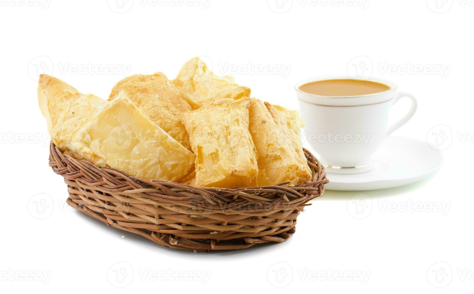 Indian Tea Time Breakfast Khari on White Background photo