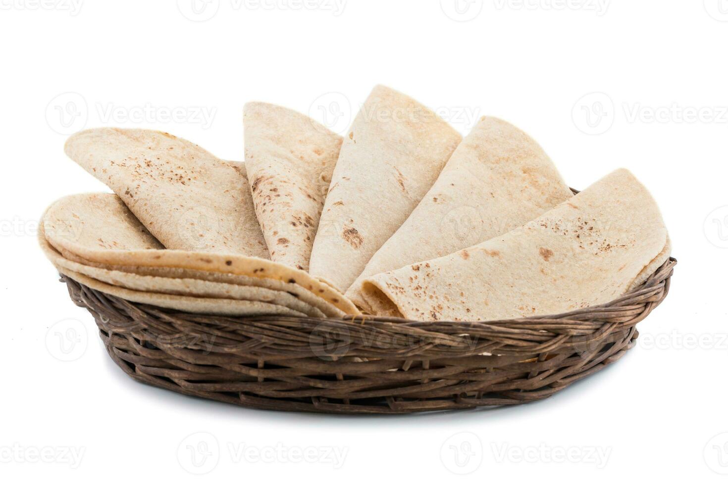 Indian Traditional Cuisine Chapati on White Background photo