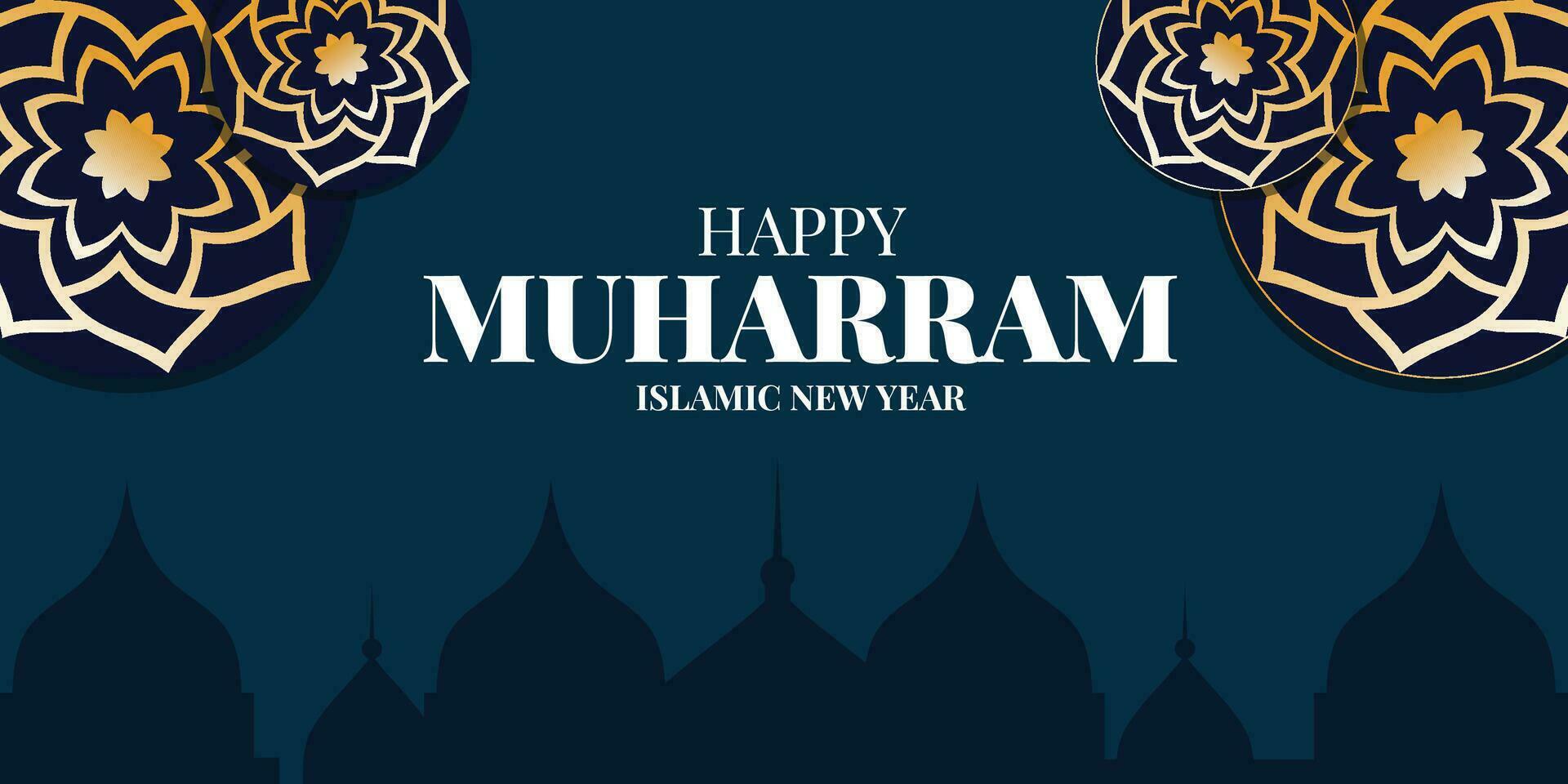 muharram Mubarak santo mes hijri islámico nuevo año hijri 1444 viernes julio 29 hijri derivado desde hijra sentido migración comenzando punto de islámico calendario es migración de profeta Mahoma desde la meca vector