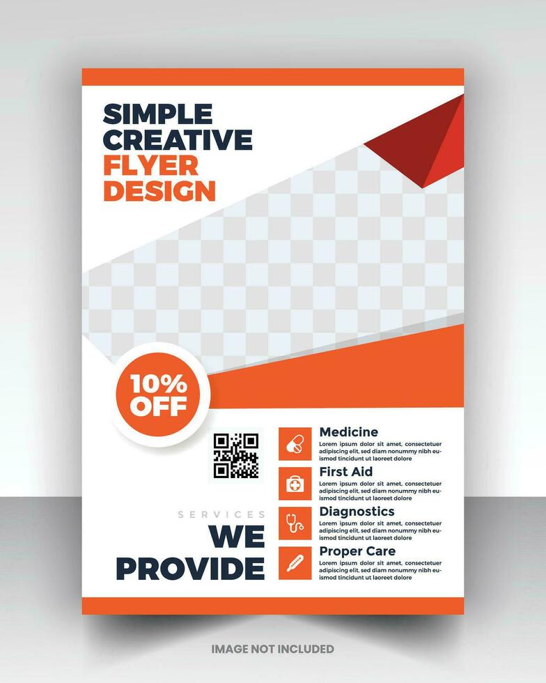 Simple medical flyer design vector art with editable fonts and decor nice color combination orange yellow black blue navy