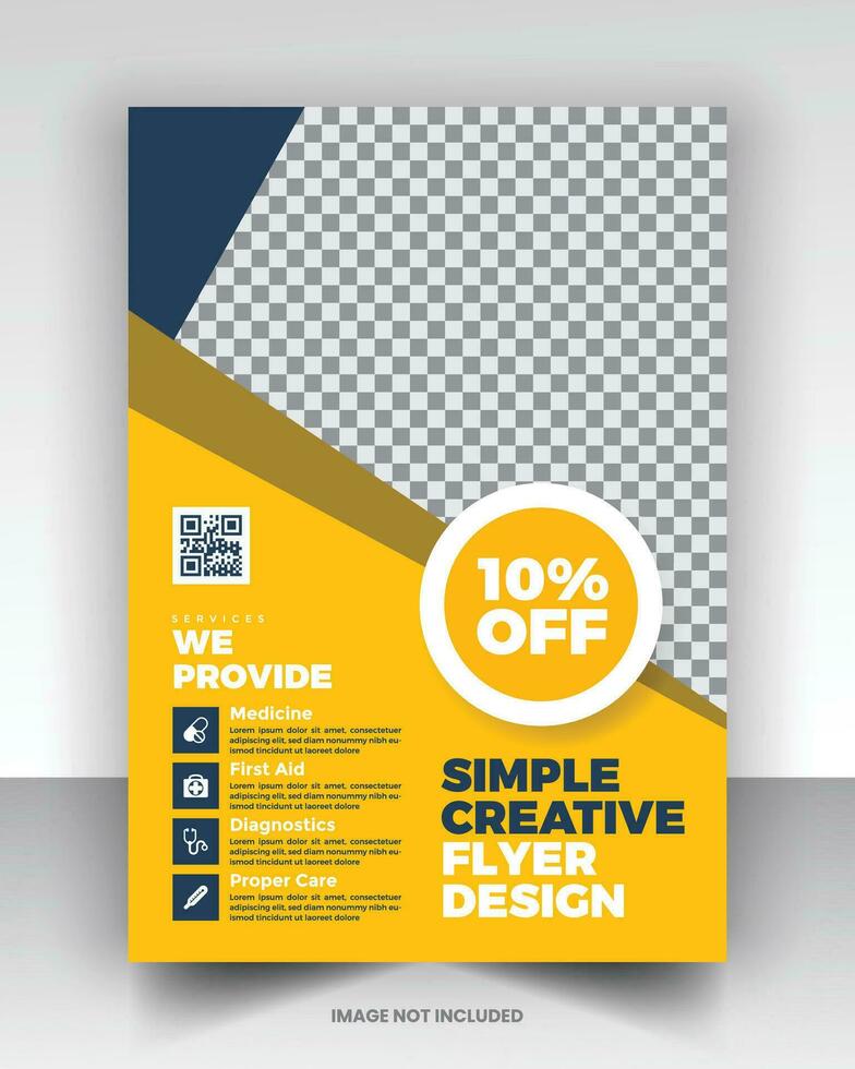 Simple medical flyer design vector art with editable fonts and decor nice color combination orange yellow black blue navy