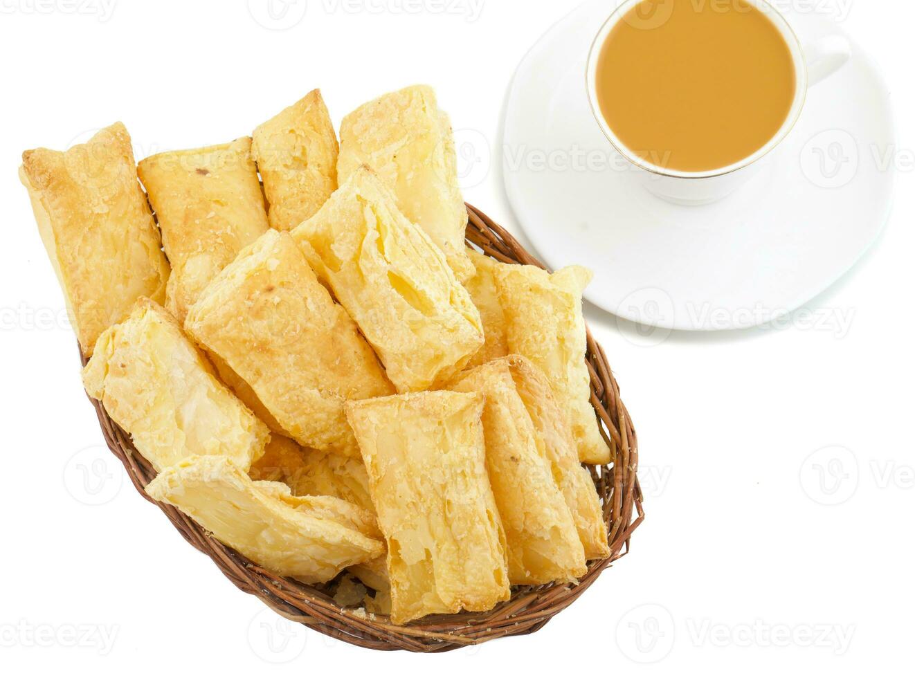 Indian Tea Time Breakfast Khari on White Background photo