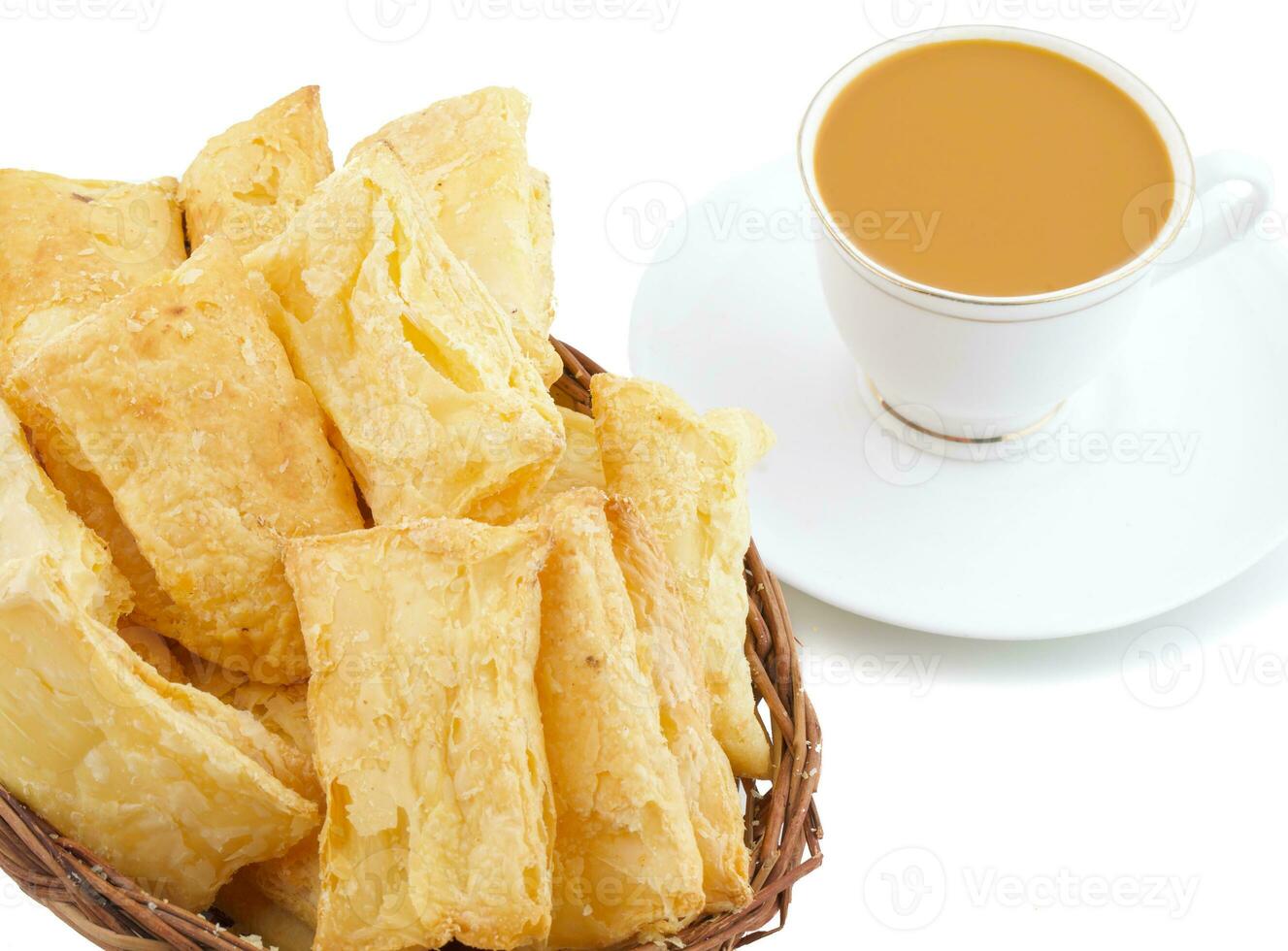 Indian Tea Time Breakfast Khari on White Background photo