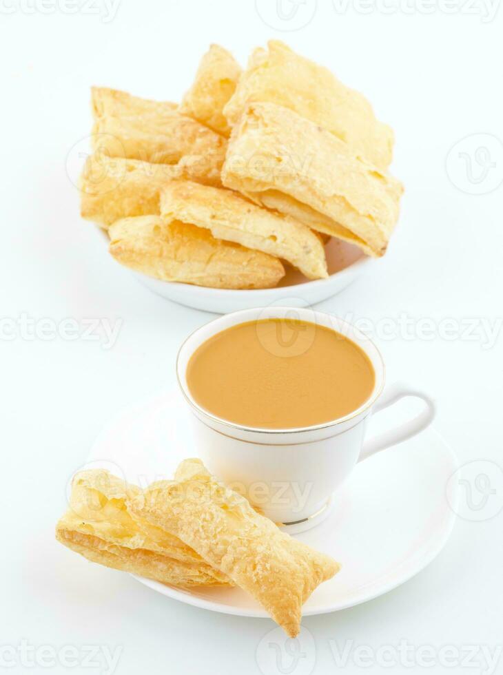 Indian Tea Time Breakfast Khari on White Background photo