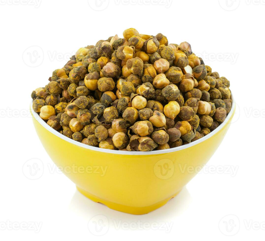 Roasted Chickpea or Gram on White Background photo