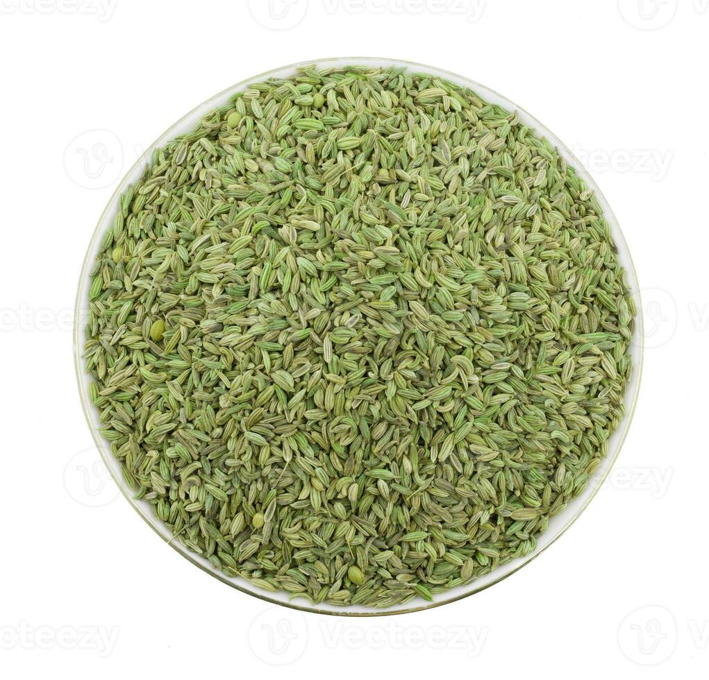 Healthy Fennel Seed or Saunf Indian Traditional Digestive Food on White Background photo