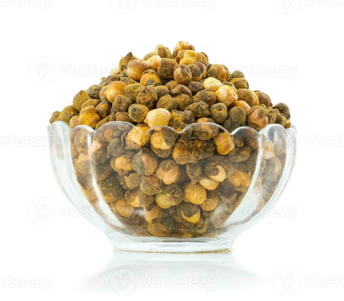 Roasted Chickpea or Gram on White Background photo