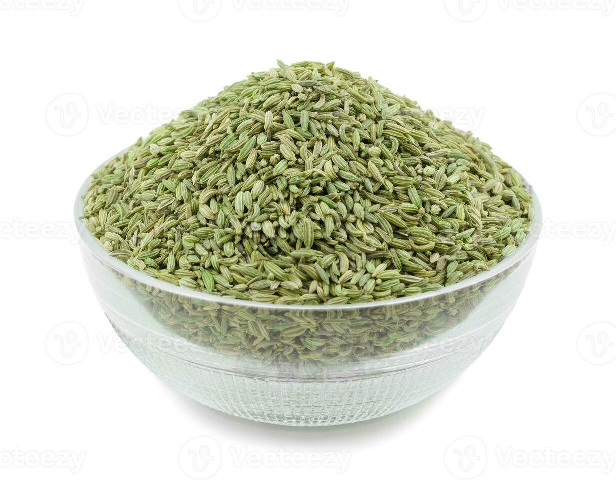 Healthy Fennel Seed or Saunf Indian Traditional Digestive Food on White Background photo