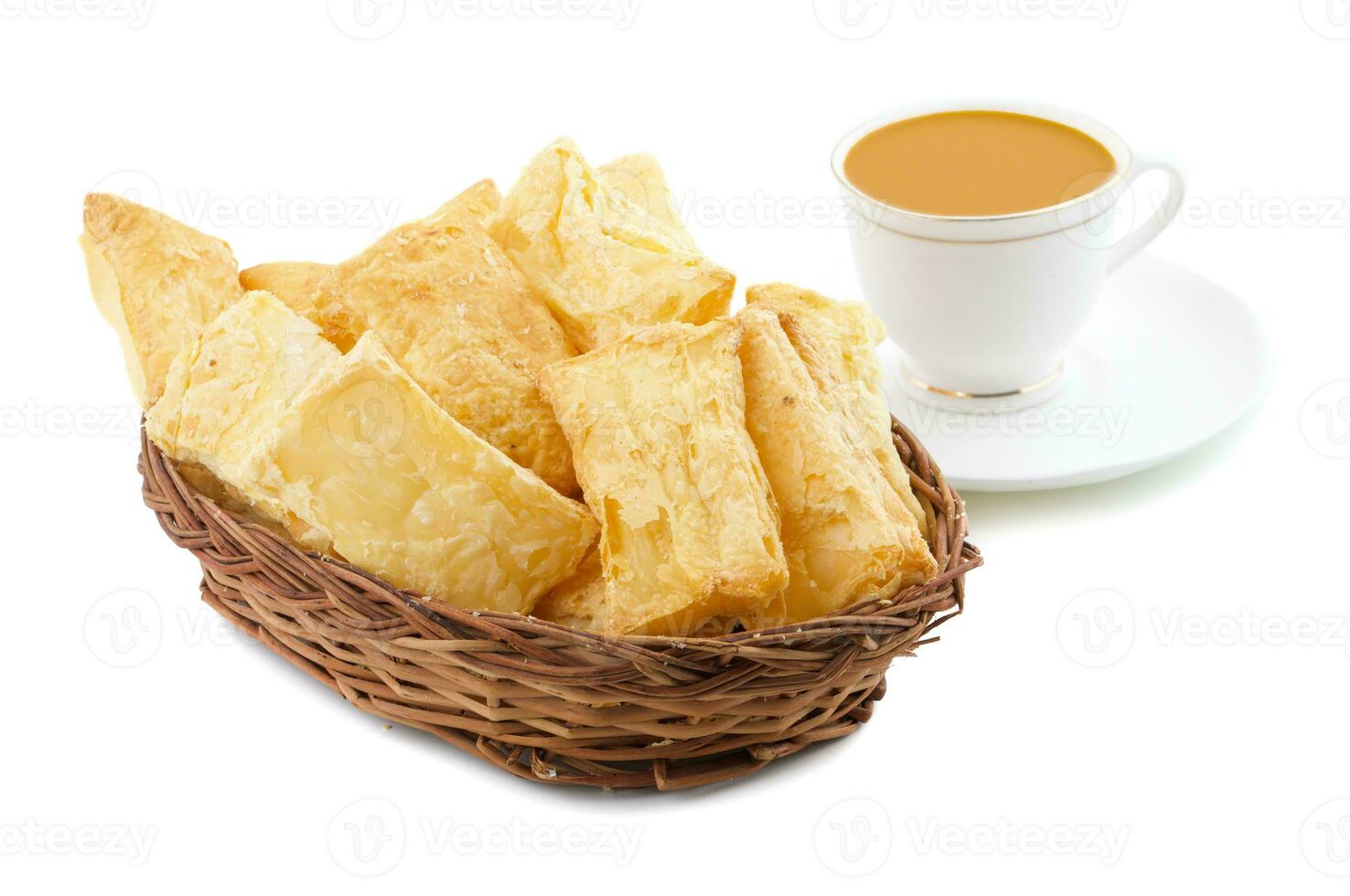 Indian Tea Time Breakfast Khari on White Background photo