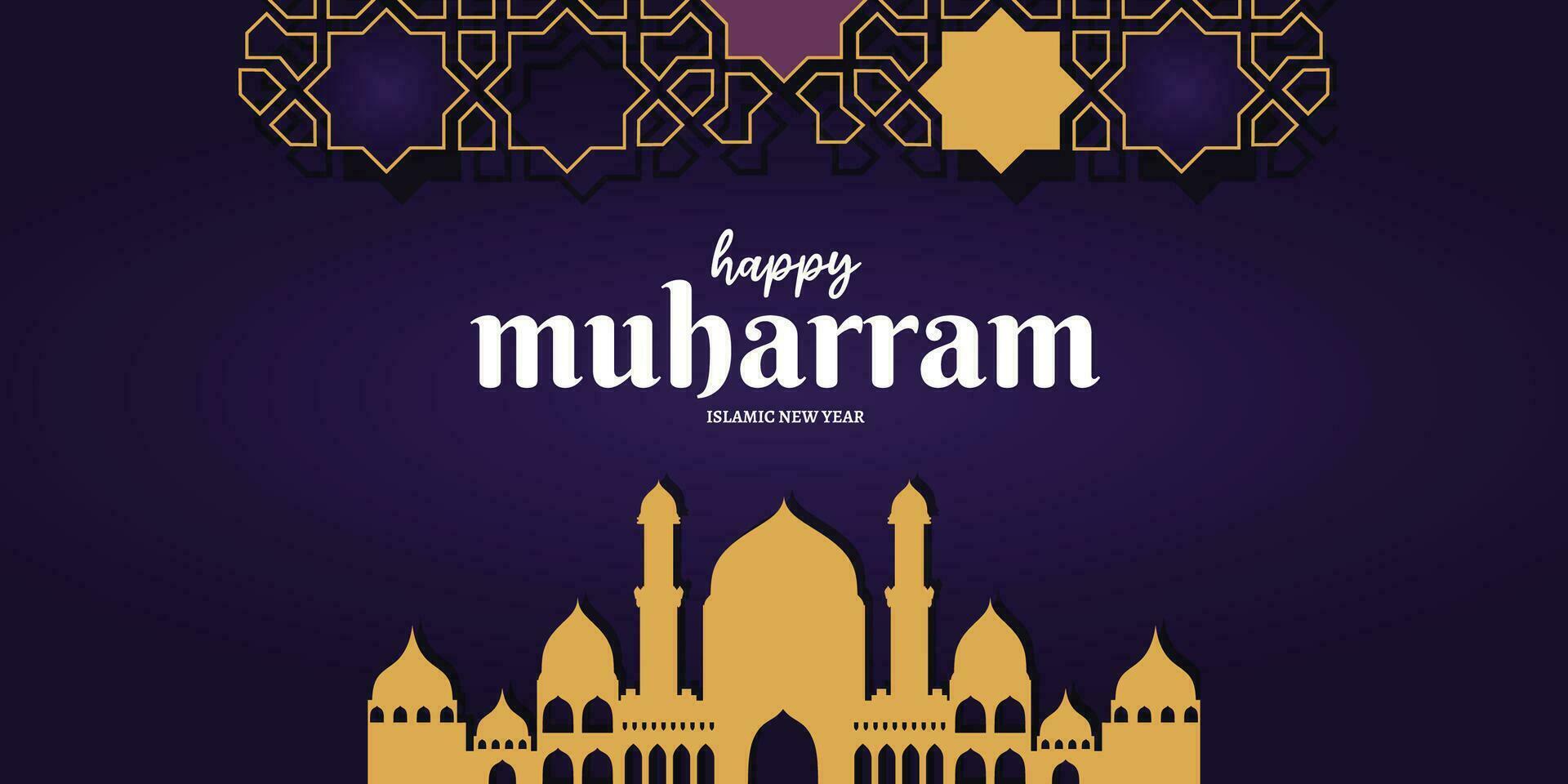 Muharram mubarak holy month hijri islamic new year Hijri 1444 friday july 29 Hijri derived from Hijra meaning migration starting point of Islamic calendar is migration of Prophet Muhammad from Mecca vector