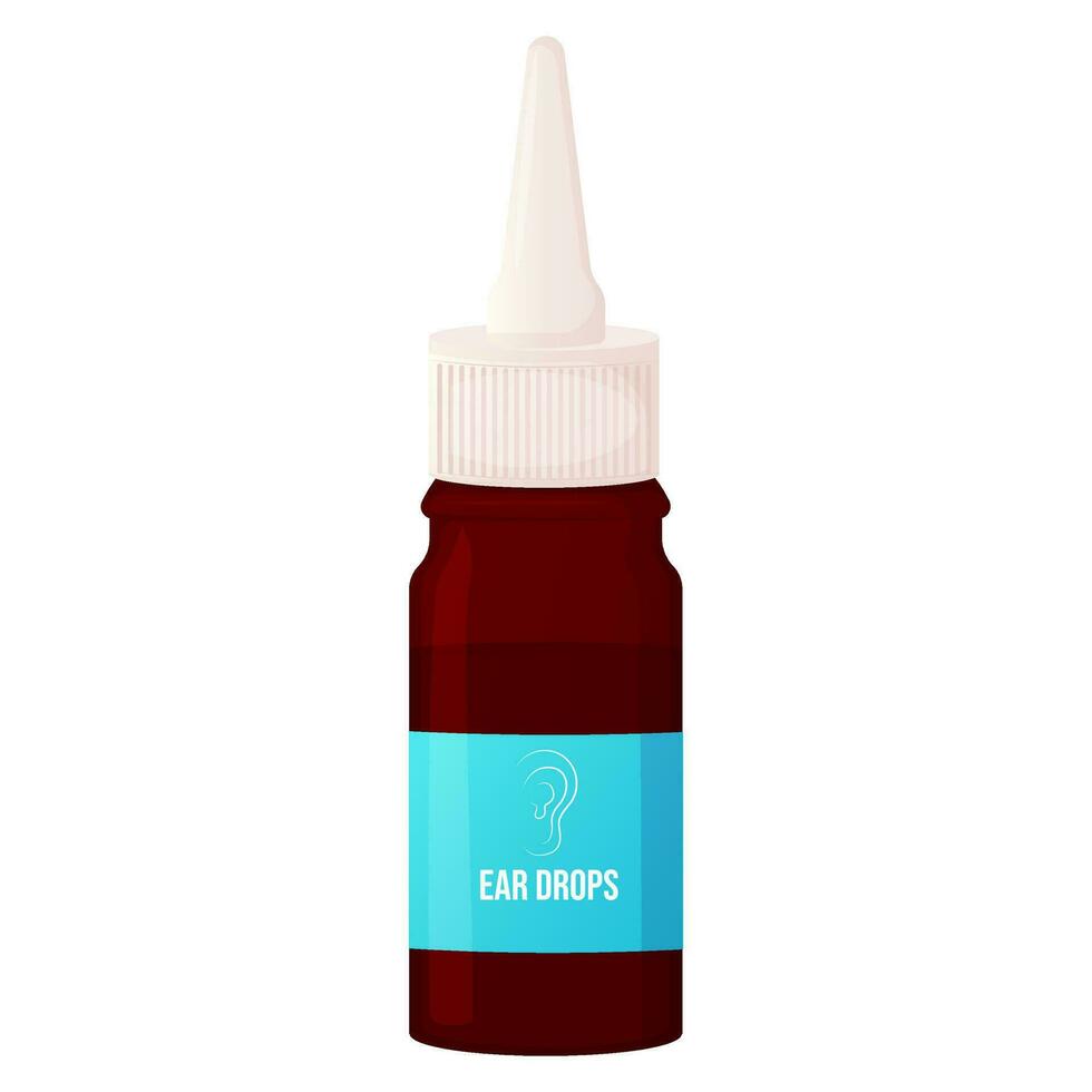 Medical ear drops bottle isolated on white background vector