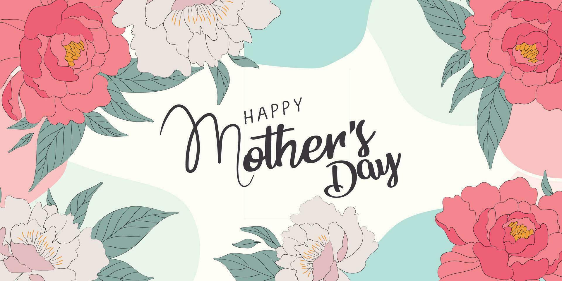 Happy Mothers Day elegant lettering banner pink. Calligraphy vector text and heart in frame background for Mother's Day. Best mom ever greeting card