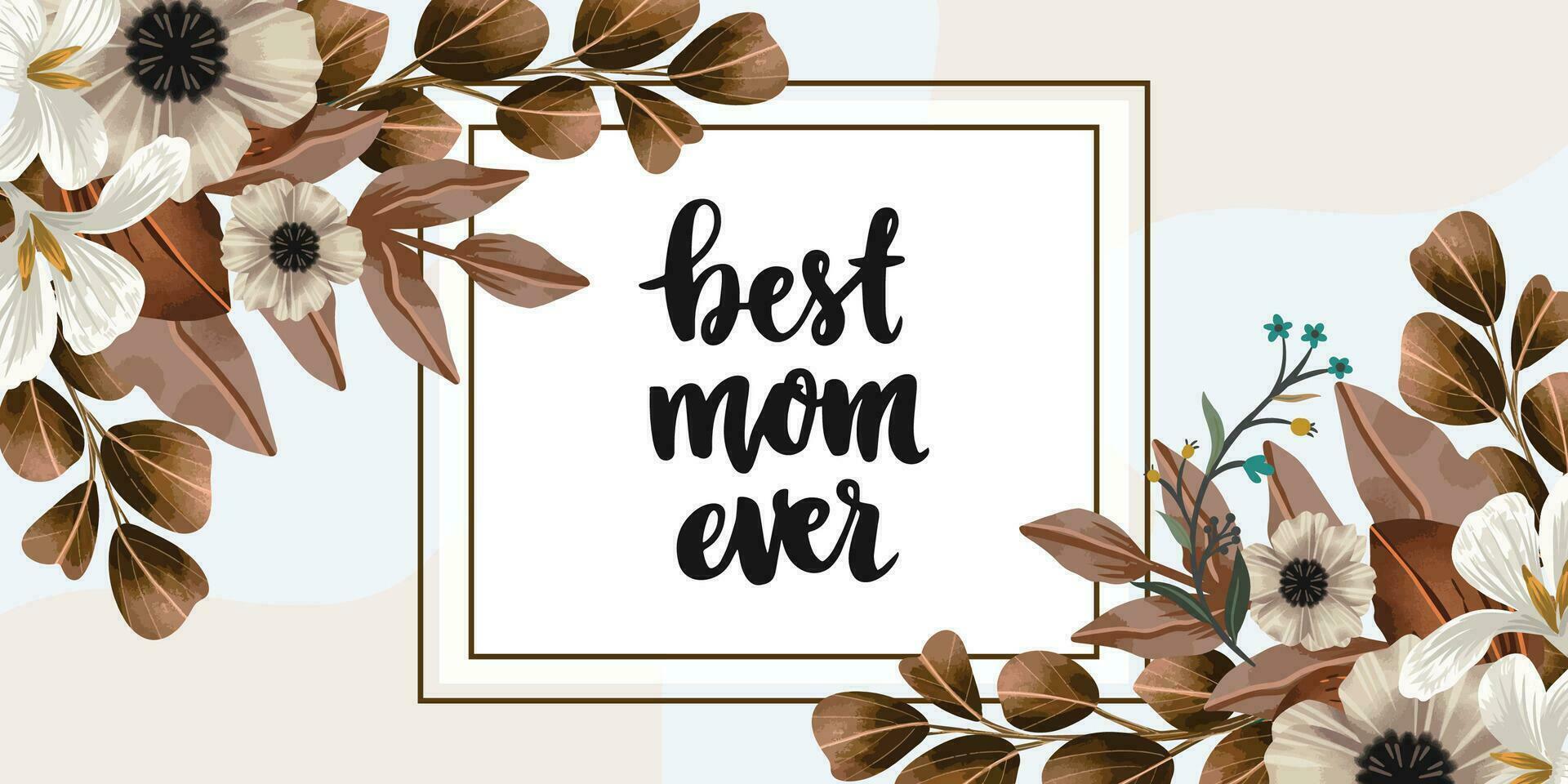 Happy Mothers Day elegant lettering banner pink. Calligraphy vector text and heart in frame background for Mother's Day. Best mom ever greeting card