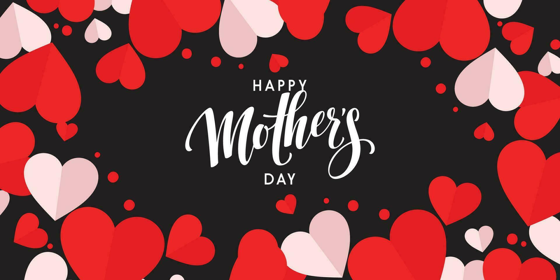 Happy Mothers Day elegant lettering banner pink. Calligraphy vector text and heart in frame background for Mother's Day. Best mom ever greeting card