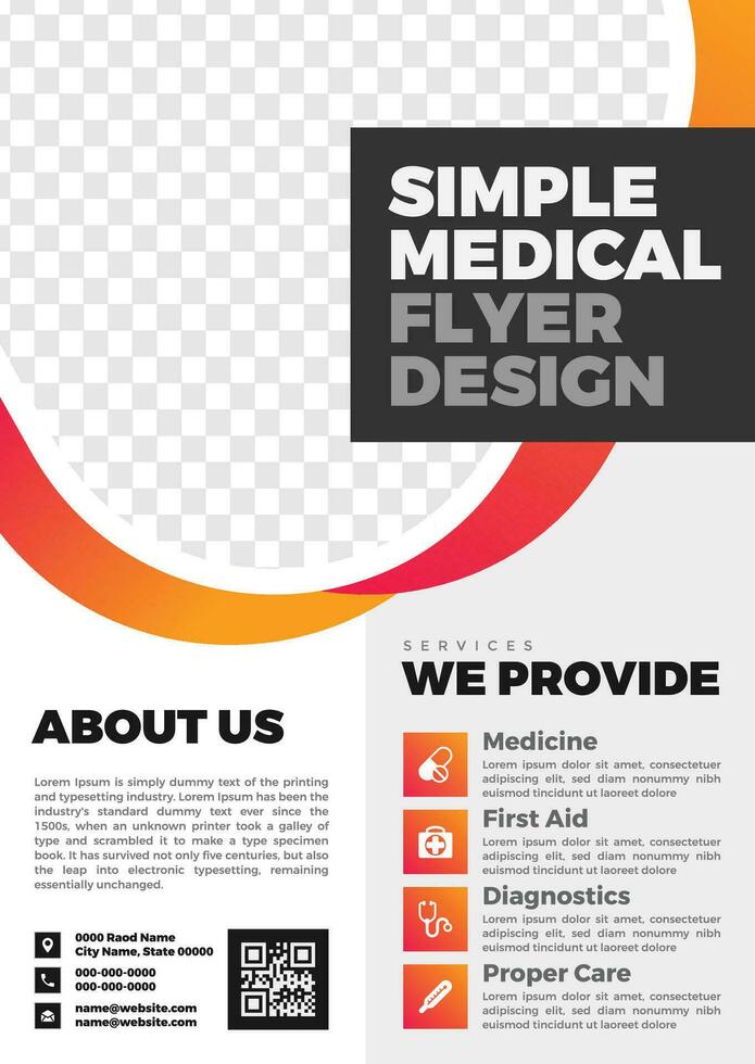 Letterhead flyer vector fully editable brochure design Simple medical flyer design vector art with editable fonts and decor nice color combination orange yellow black blue navy