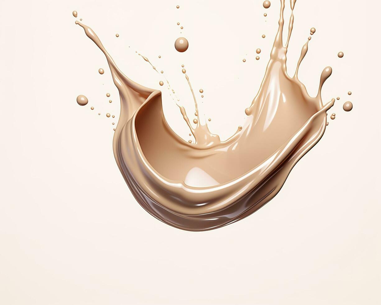 AI generated Liquid foundation splash element, fluid cosmetic cream 3d rendering. AI Generated photo