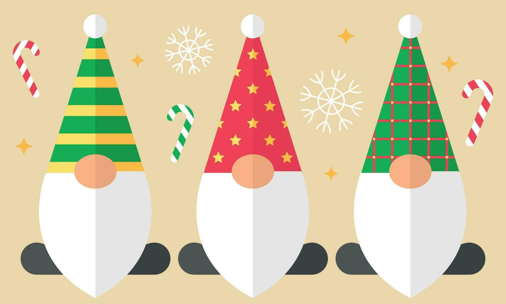 Christmas New Year gnomes flat vector style vector style