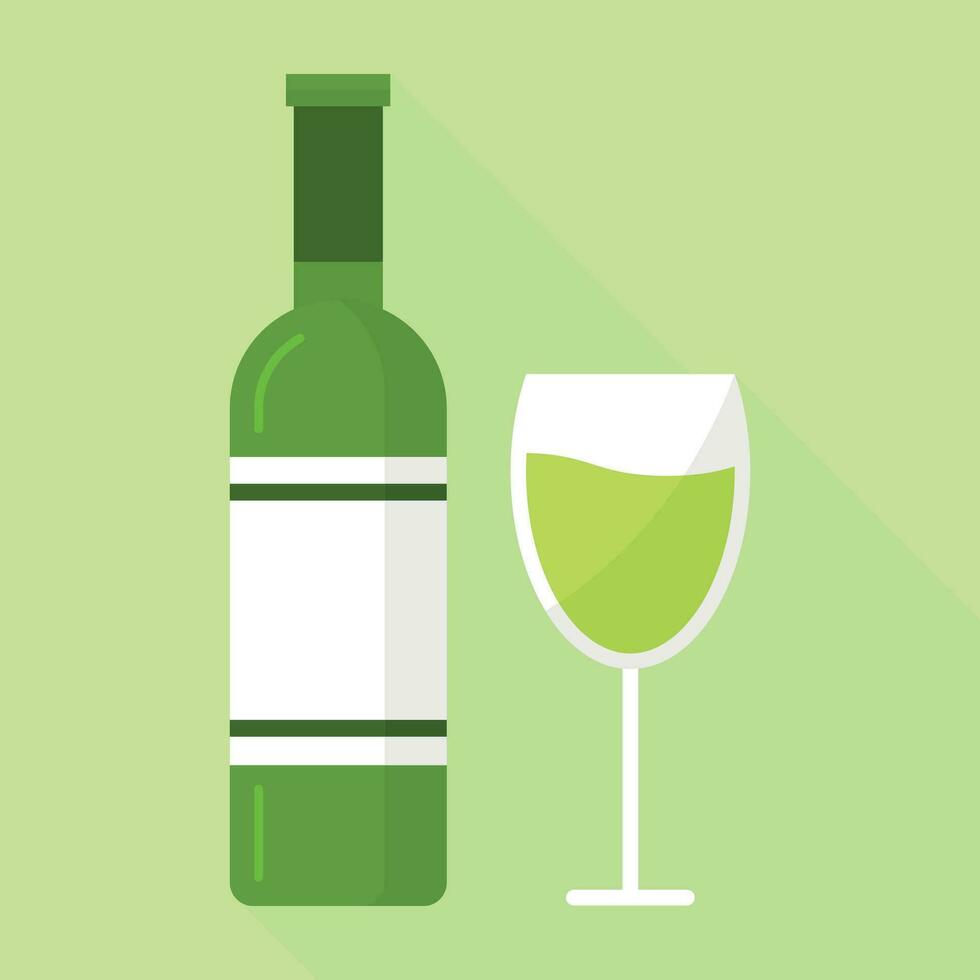 Bottle and glass of  green wine vector