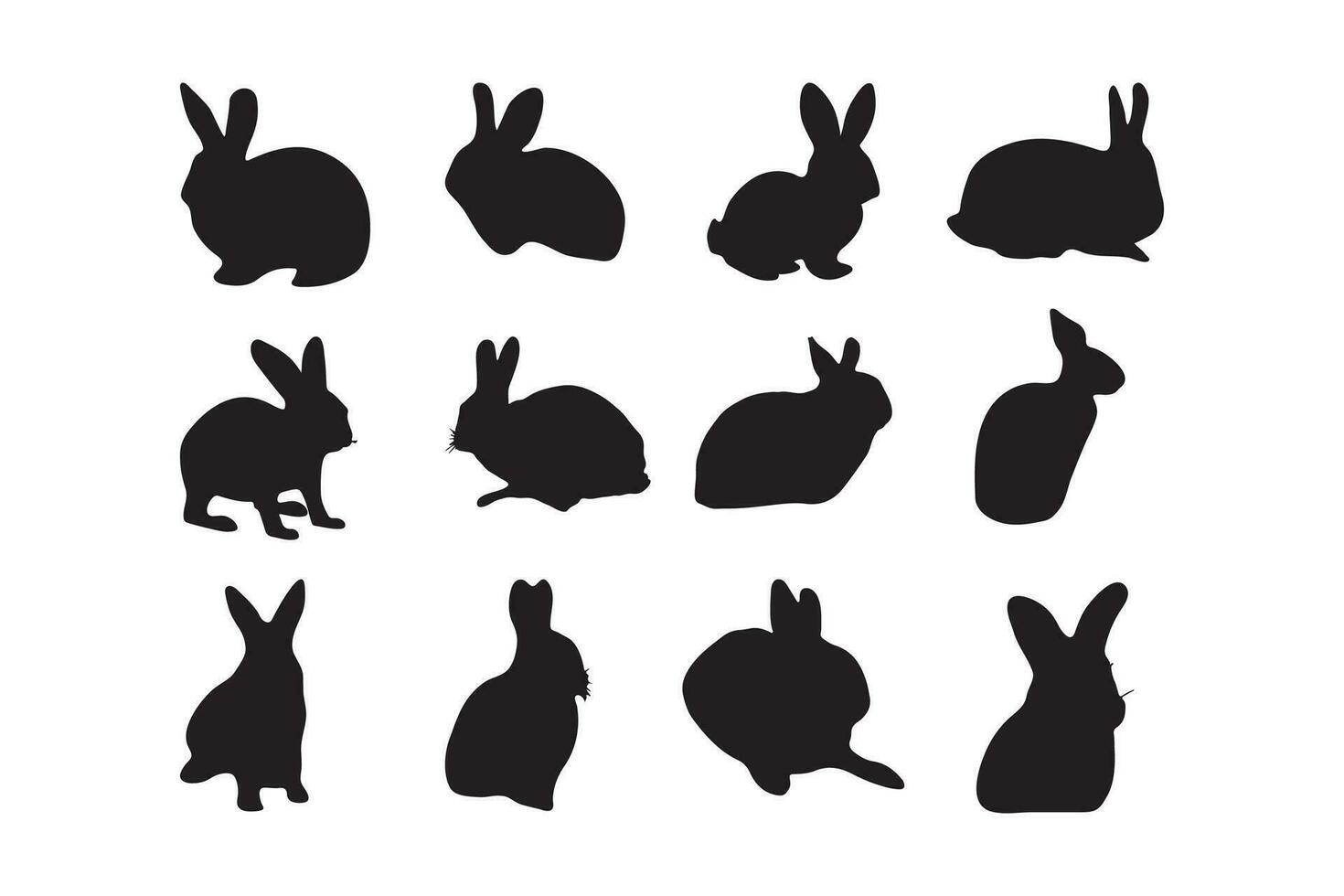 Conejo siluetas vector arte, iconos, negro color aislado en blanco antecedentes. logo, fondo de pantalla.