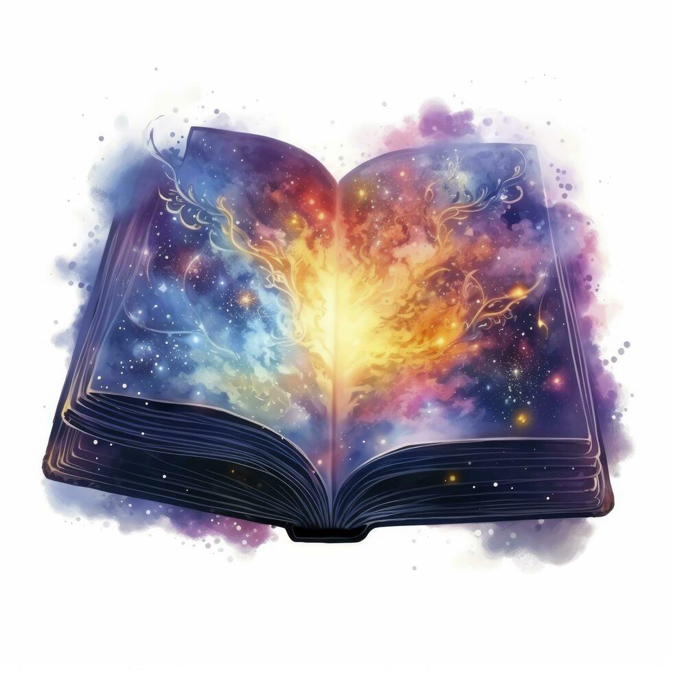 AI generated Galaxy celestial fantasy book watercolor for T-shirt Design. AI Generated photo