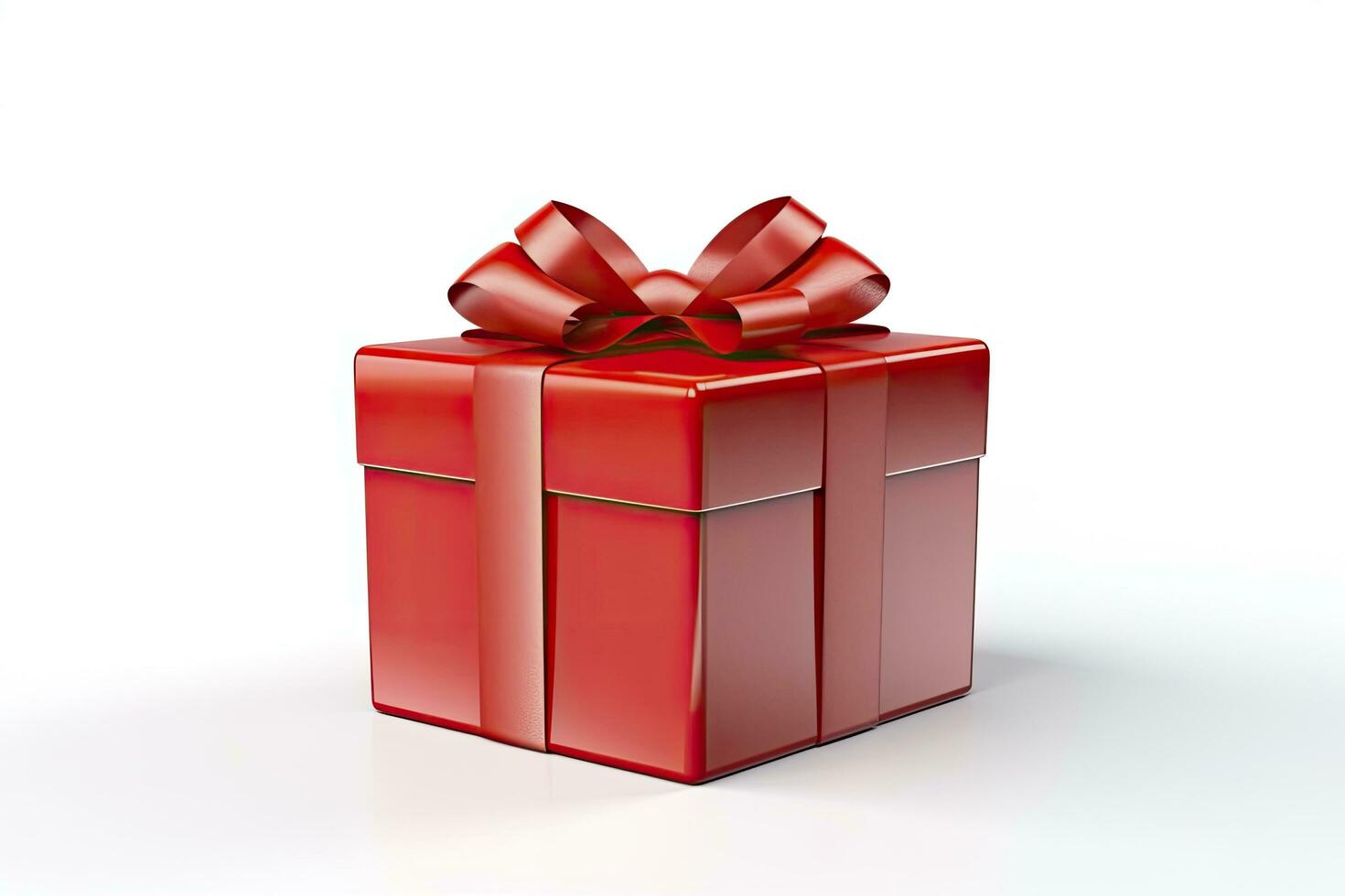 AI generated Gift box with red ribbon isolated on white background. AI Generated photo