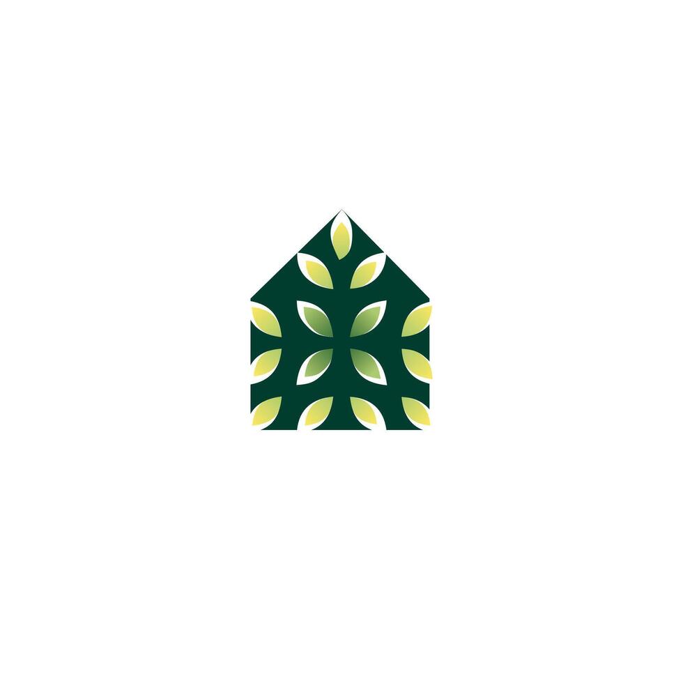 The natural house logo in green can be used as a symbol, brand identity, company logo, icon, or others. Colors and text can be changed according to your needs. vector