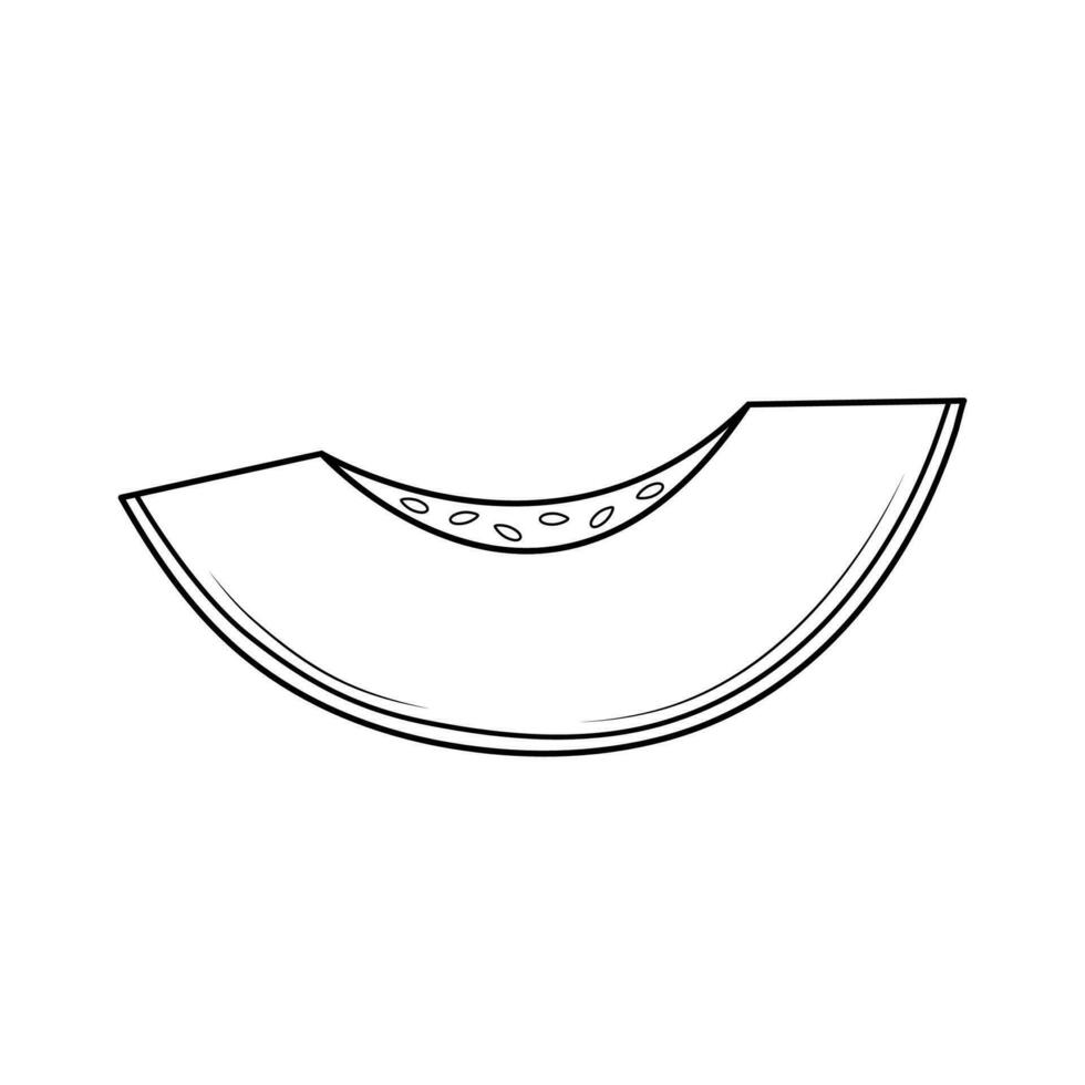 Melon slice. Hand drawn sketch icon of fruit. Isolated vector illustration in doodle line style.
