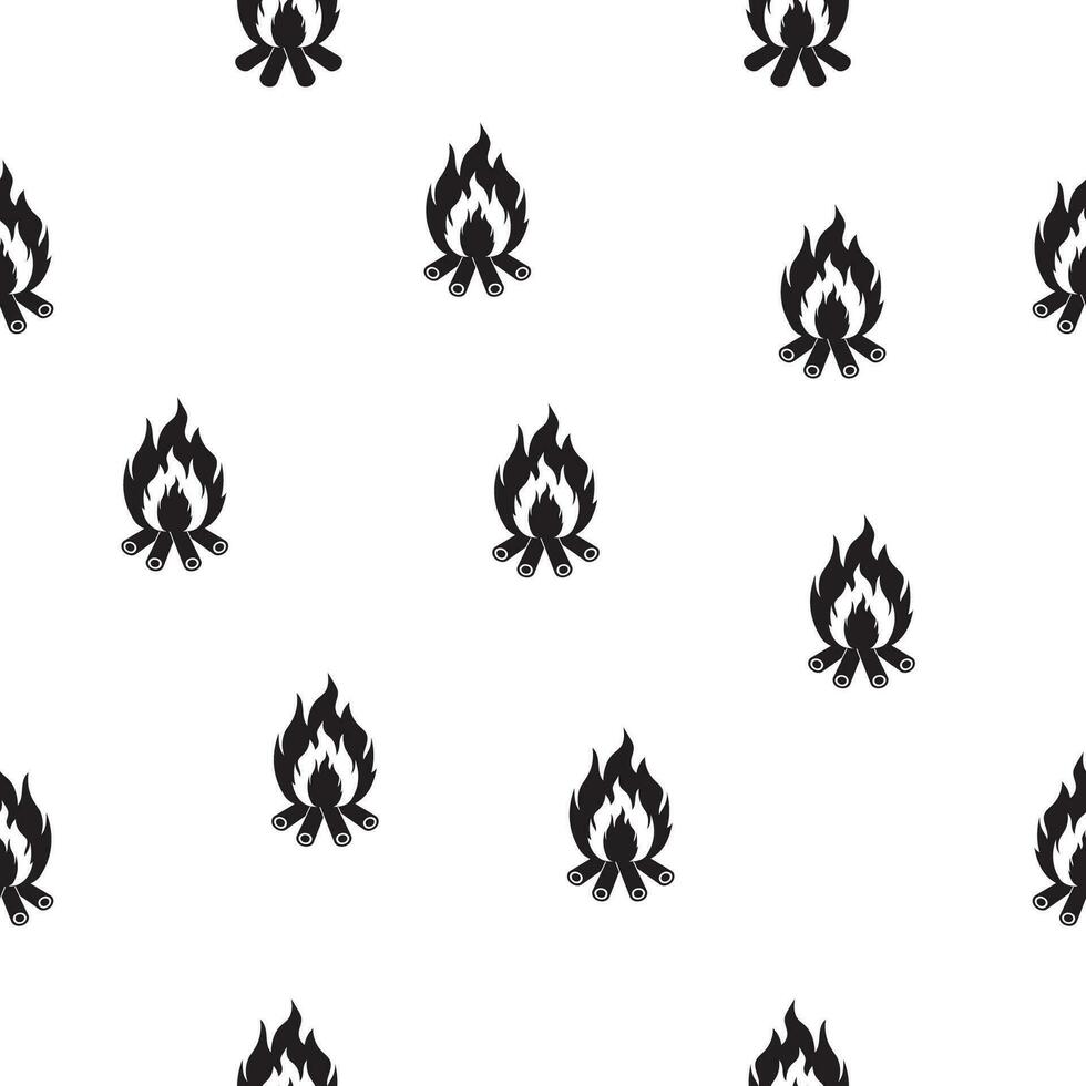 Fire wood and campfire seamless pattern. vector