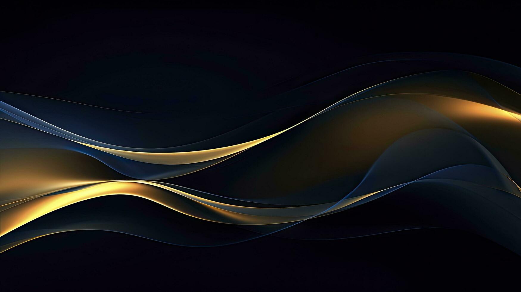 AI generated Gold and navy blue waves abstract. AI Generated. photo