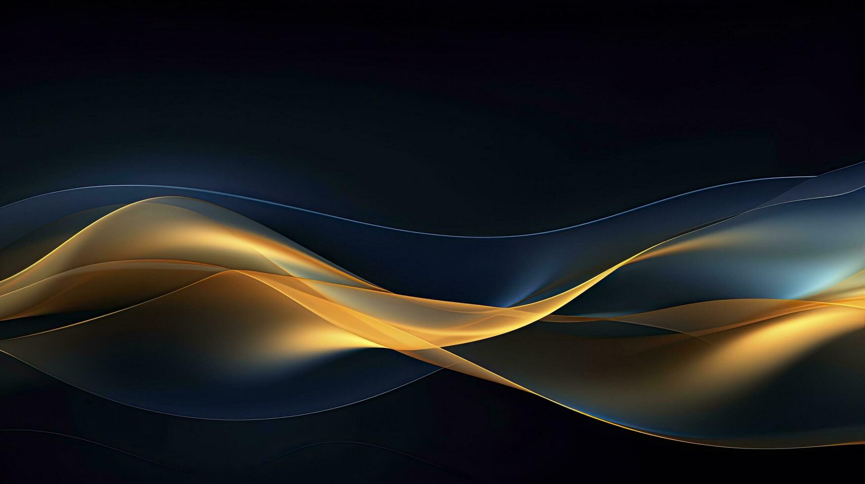 AI generated Gold and navy blue waves abstract. AI Generated. photo