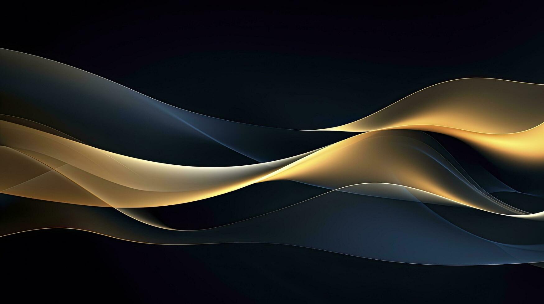 AI generated Gold and navy blue waves abstract. AI Generated. photo